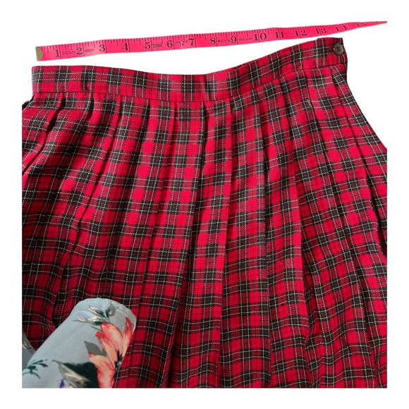 Vintage TALBOTS Red Tartan Plaid Pleated Long SKIRT 10 Petite - Picture 4 of 5